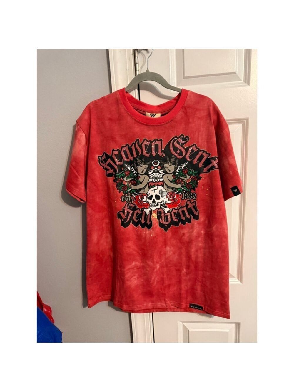 Men's WATSON Red & Black Graphic Short Sleeve Tee XL - Picture 3 of 5